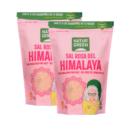 Pack 2 uds Sal rosa del Himalaya fina Naturgreen 1 kg
