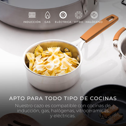 Set 13 Pcs Compuesto Por Batería De Cocina Acero Inoxidable + Set De 3 Sartenes De Alumnnio Prensado + Cazo 16cm Acero Inoxidable_5