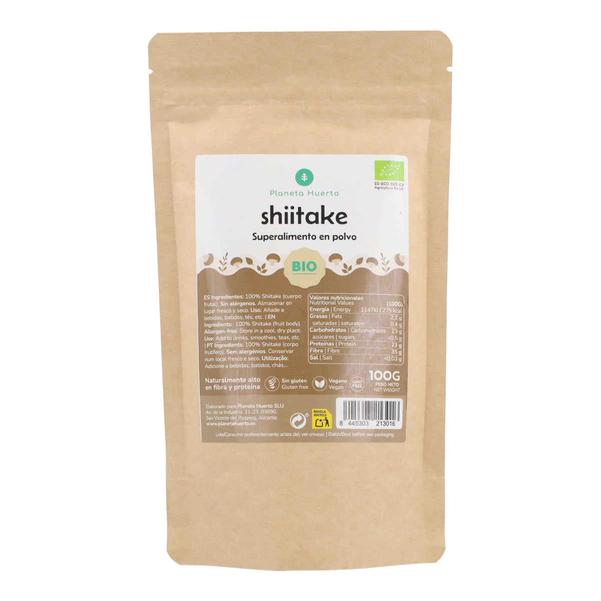 Shiitake en polvo 100% ECO Planeta Huerto 100 g