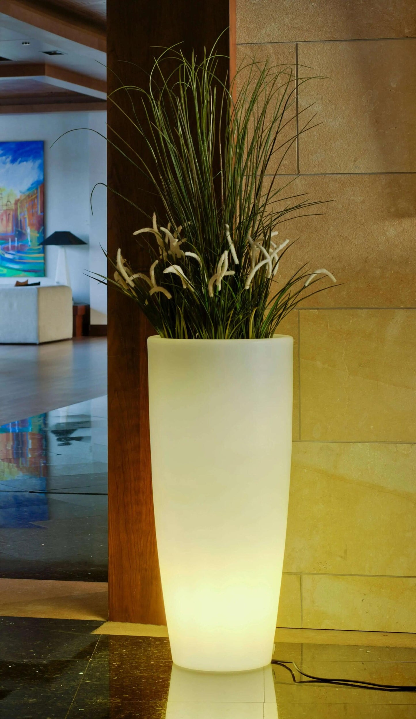 Macetero Bambú / Ø40x90 Cm. / Blanco / Sin Luz_1