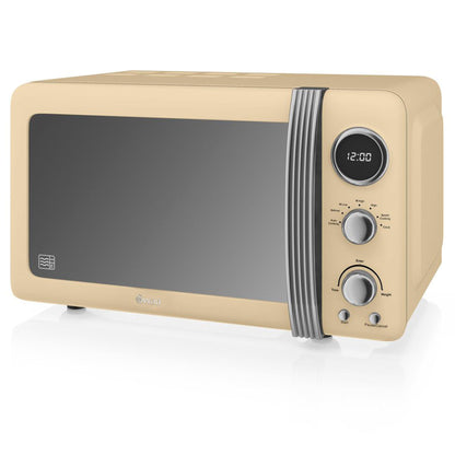Swan Retro Microondas Digital 20l, 5 Niveles De Potencia, Función Descongelación Temporizador 60 Min, Sm22030cneu, Crema_0
