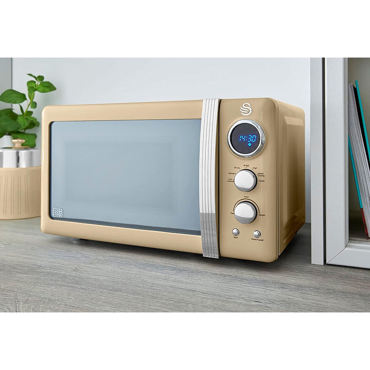 Swan Retro Microondas Digital 20l, 5 Niveles De Potencia, Función Descongelación Temporizador 60 Min, Sm22030cneu, Crema_2