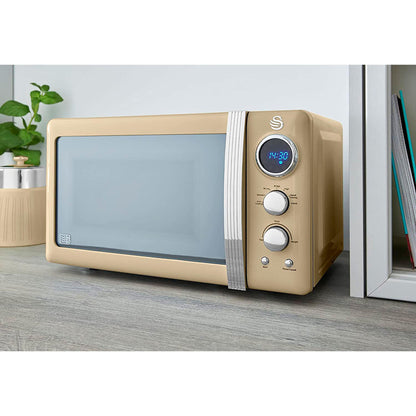 Swan Retro Microondas Digital 20l, 5 Niveles De Potencia, Función Descongelación Temporizador 60 Min, Sm22030cneu, Crema_2