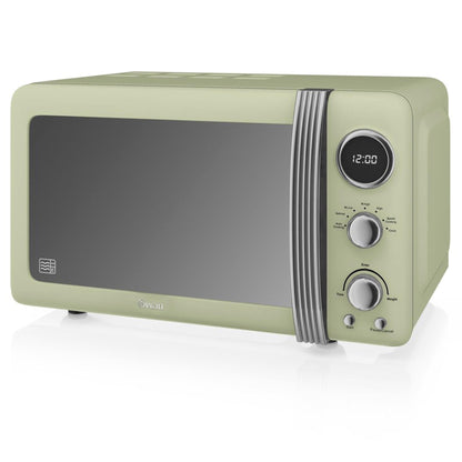 Swan Retro Microondas Digital 20l, 5 Niveles De Potencia, Función Descongelación Temporizador 60 Min, Sm22030gneu, Verde_0