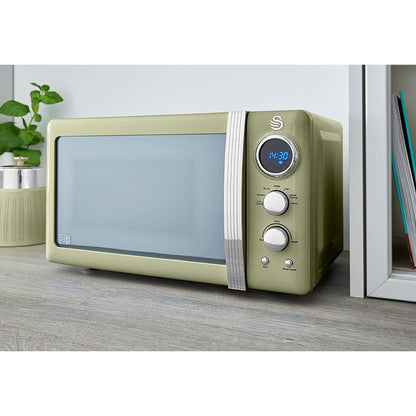 Swan Retro Microondas Digital 20l, 5 Niveles De Potencia, Función Descongelación Temporizador 60 Min, Sm22030gneu, Verde_2