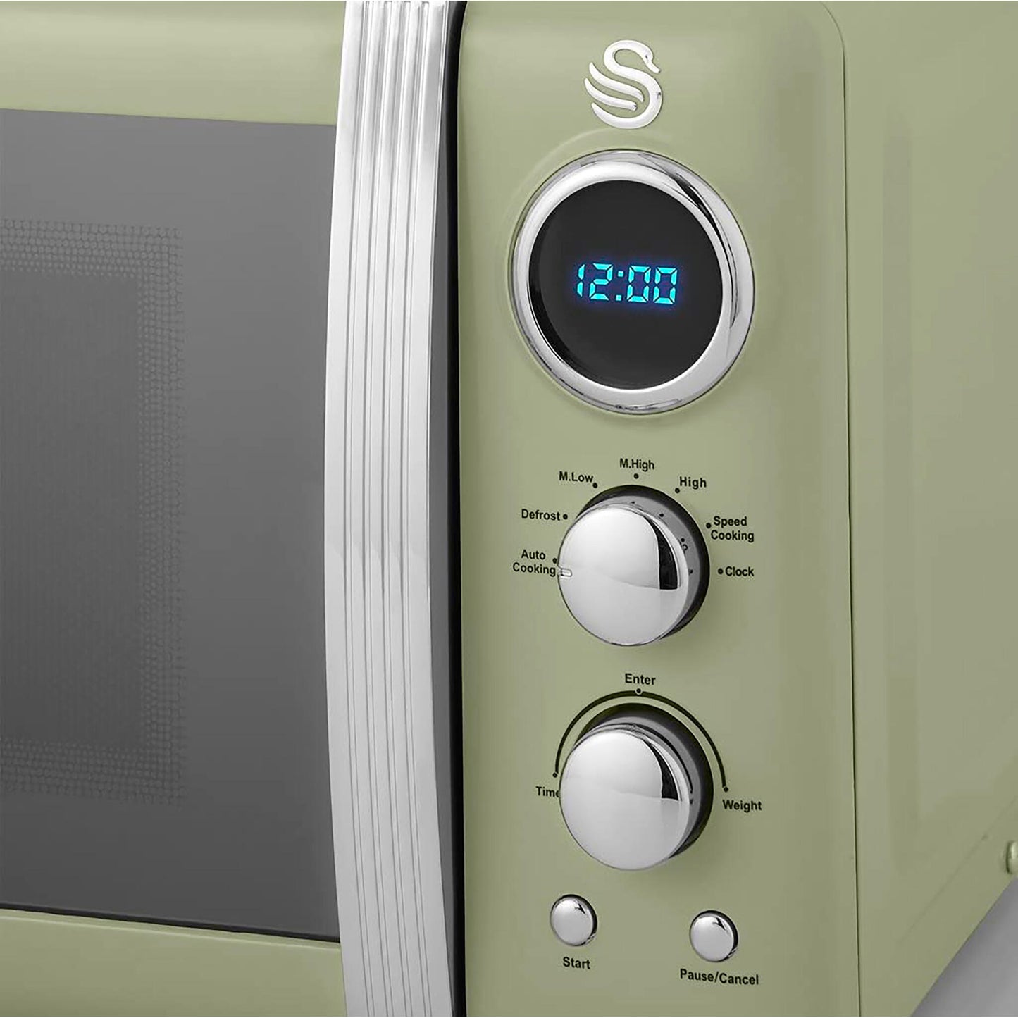 Swan Retro Microondas Digital 20l, 5 Niveles De Potencia, Función Descongelación Temporizador 60 Min, Sm22030gneu, Verde_4