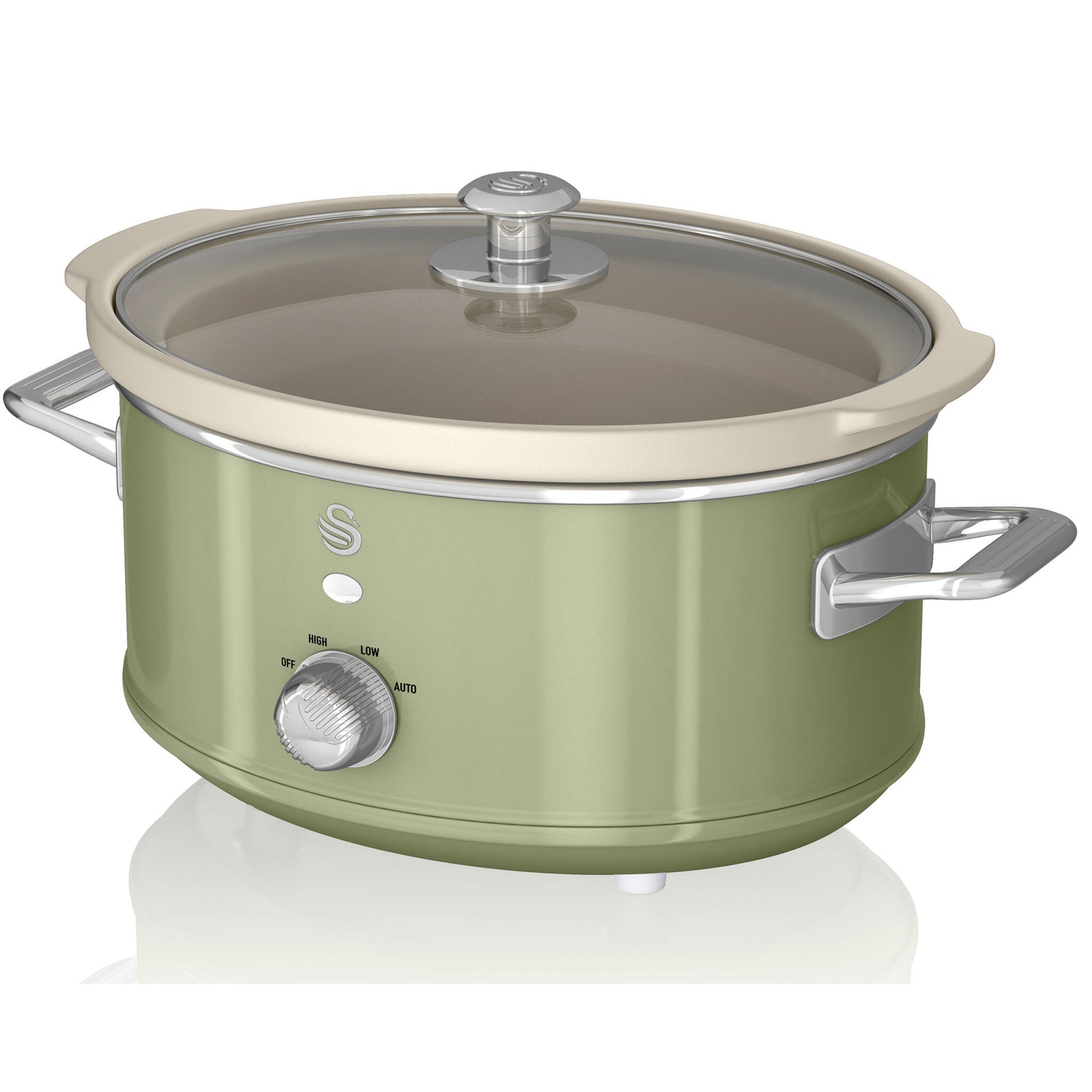 Swan Retro Olla Cocción Lenta, 3,5l, Recipiente Extraíble Antiadherente Cerámica Libre Pfoa, Vintage, Sf17021gneu, Verde_0