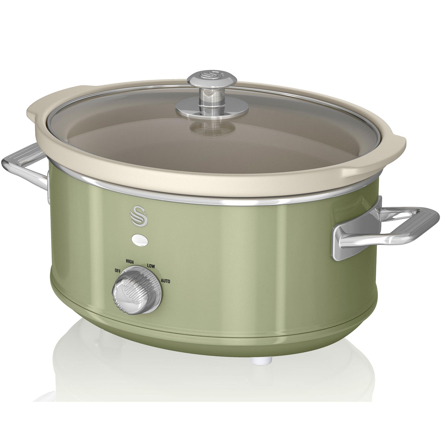 Swan Retro Olla Cocción Lenta, 3,5l, Recipiente Extraíble Antiadherente Cerámica Libre Pfoa, Vintage, Sf17021gneu, Verde_0