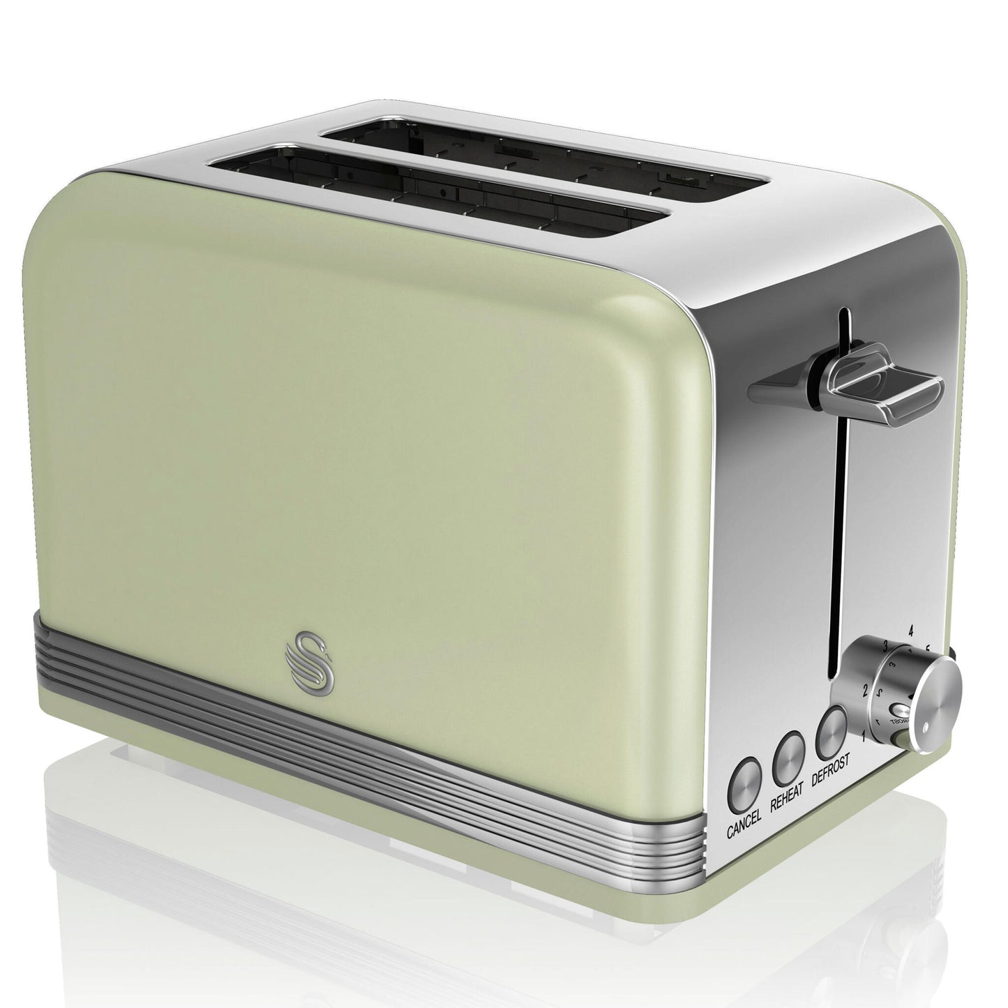 Swan Retro Tostadora Pan Ranura Ancha 2 Rebanadas, Regulador Nivel De Tostado, Descongelación, St19010gneu, Verde 800w_0