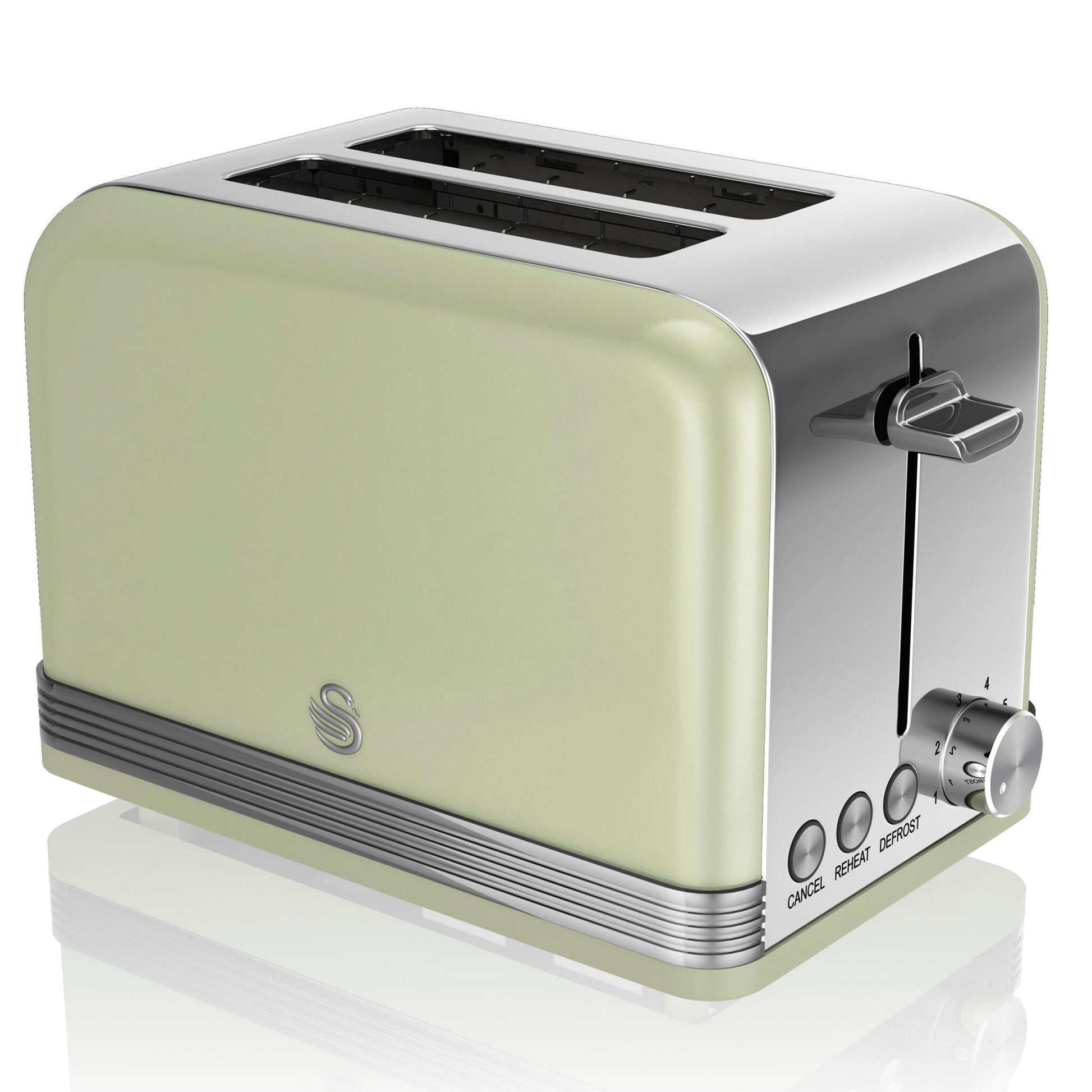 Swan Retro Tostadora Pan Ranura Ancha 2 Rebanadas, Regulador Nivel De Tostado, Descongelación, St19010gneu, Verde 800w_0