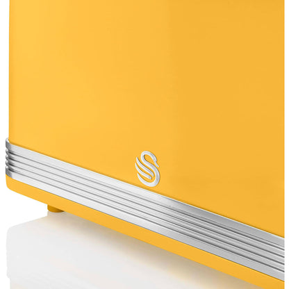 Swan Retro Tostadora Pan Ranura Ancha 2 Rebanadas, Regulador Nivel De Tostado, Descongelación, St19010yelneu, Amarillo_4