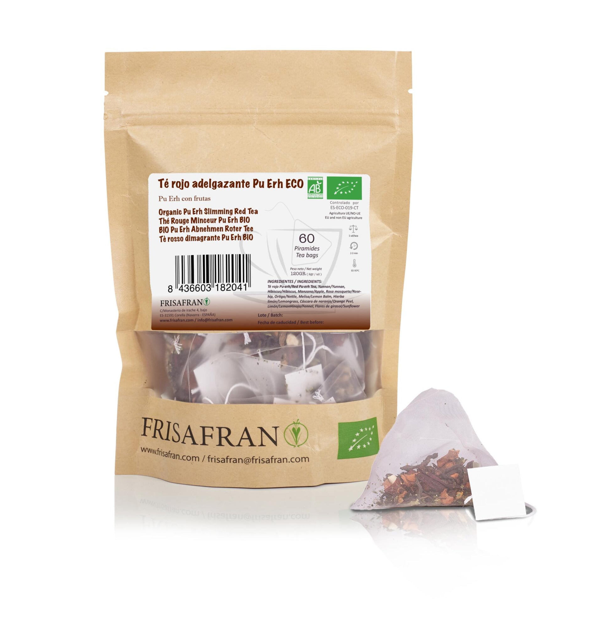 Té Rojo Pu Erh Adelgazante Ecológico En Pirámides | Calidad | Frisafran 30 Uds_1