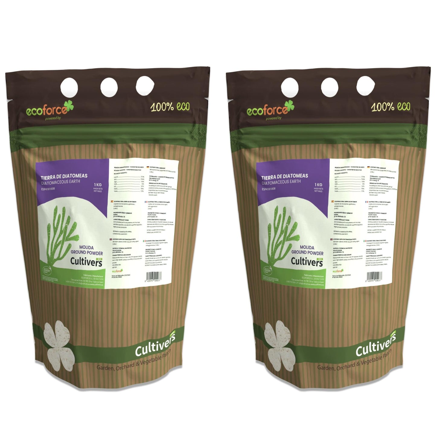 Tierra De Diatomeas Molida Cultivers 2x1kg_1