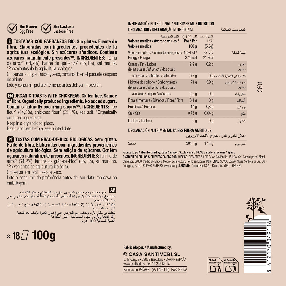 Tostadas Garbanzo Bio Santiveri 100 g