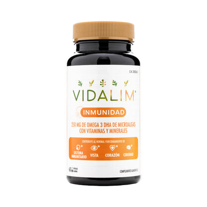 VIDALIM INMUNIDAD: OMEGA 3 DHA DE MICROALGAS CON VITAMINAS Y MINERALES | 60 CÁPSULAS_0
