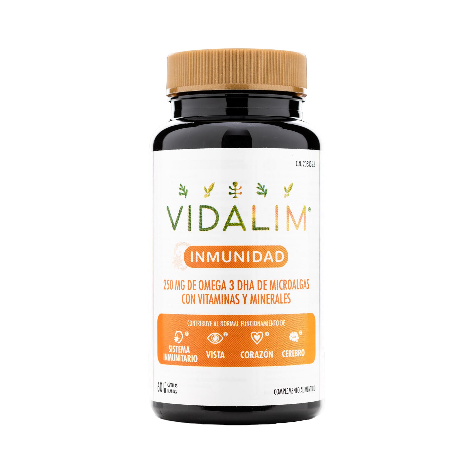 VIDALIM INMUNIDAD: OMEGA 3 DHA DE MICROALGAS CON VITAMINAS Y MINERALES | 60 CÁPSULAS_0