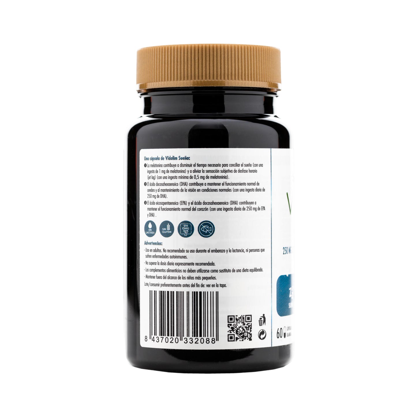 VIDALIM SUEÑO: OMEGA 3 DHA DE MICROALGAS CON MELATONINA | 60 CAPSULAS_1