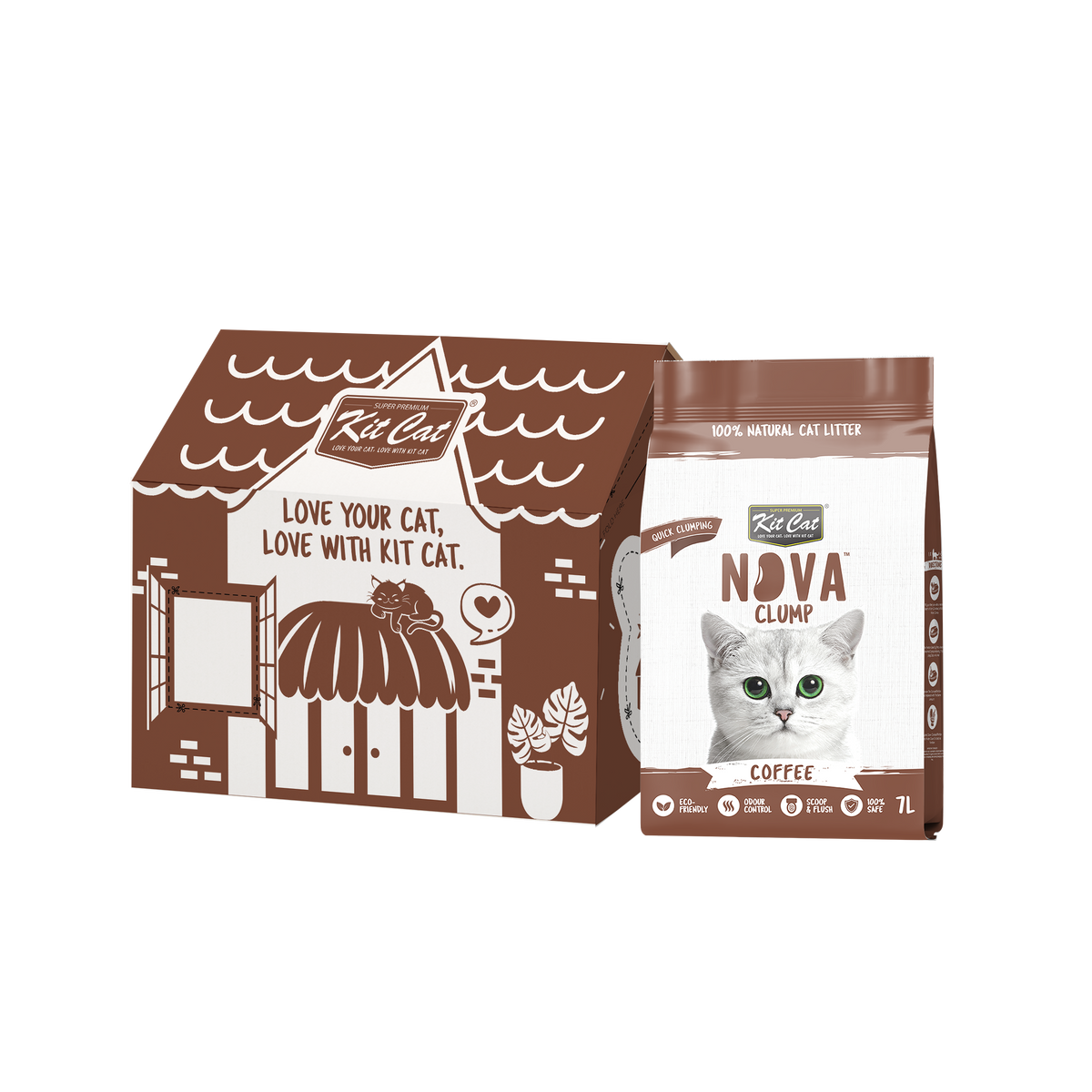 Kit Cat Arena Eco Nova - Coffee 7 L Arena para gatos