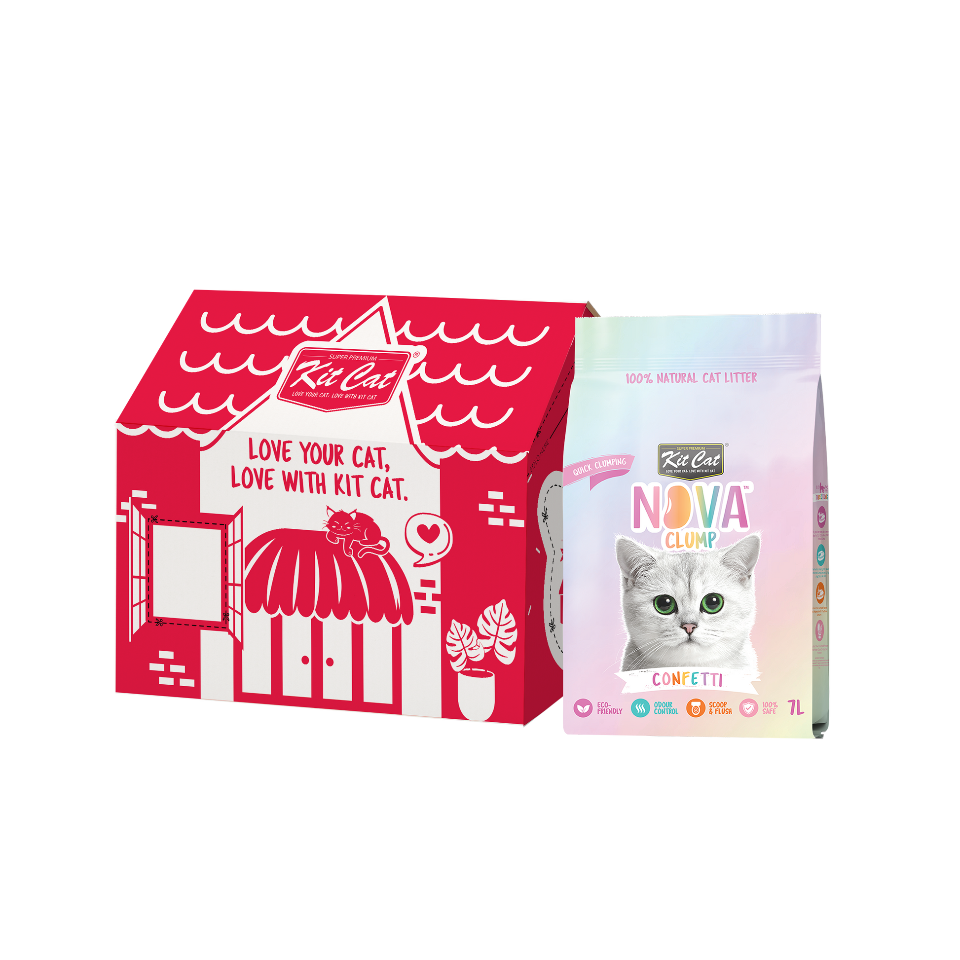 Kit Cat Arena Eco SoyaClump - Confetti 7 L Arena para gatos