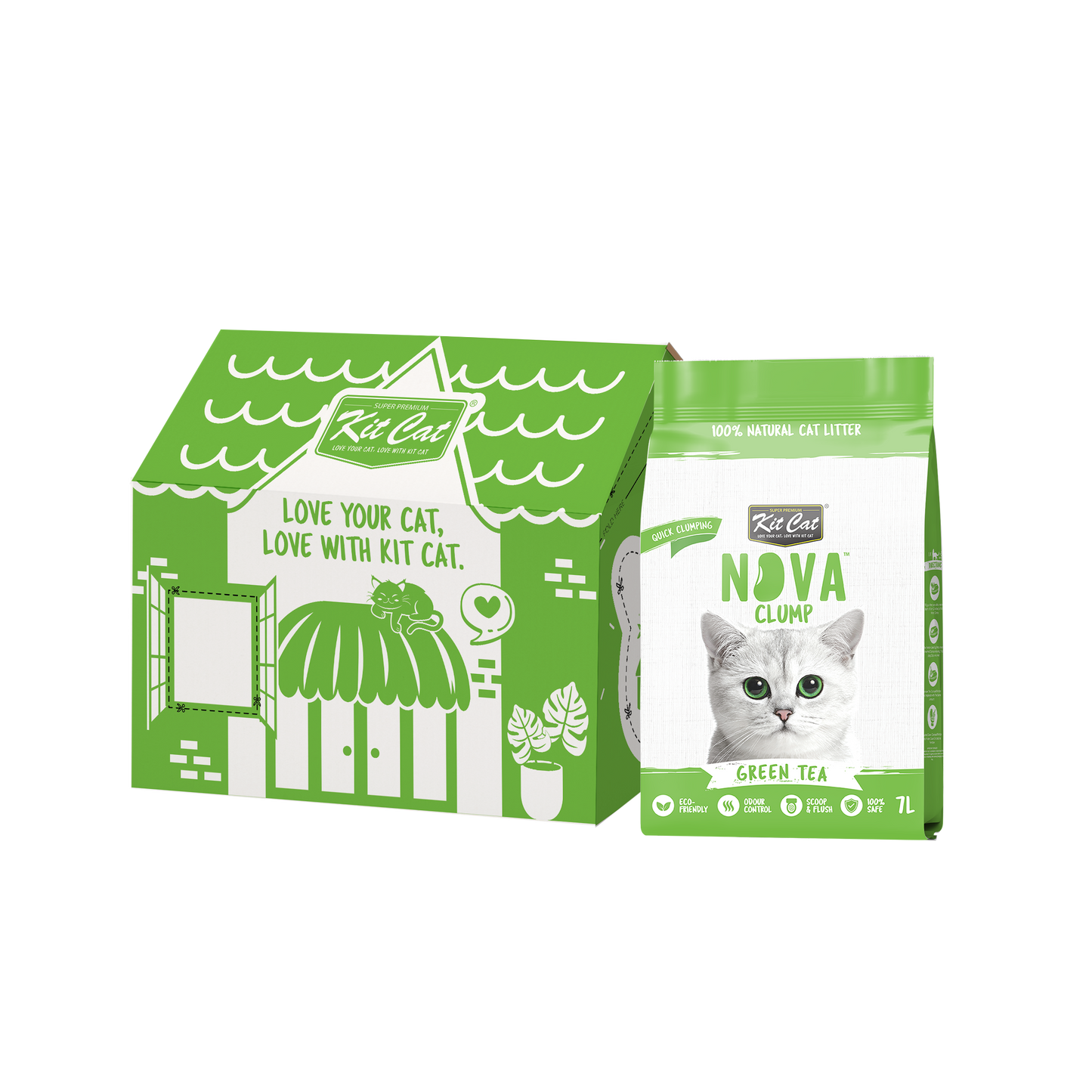 Kit Cat Arena Eco Nova - Green Tea 7 L Arena para gatos