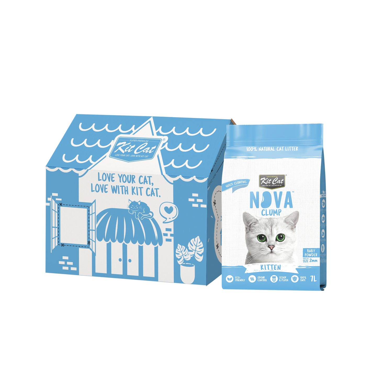 Kit Cat Arena Eco Nova - Kitten Baby Powder 7 L Arena para gatos