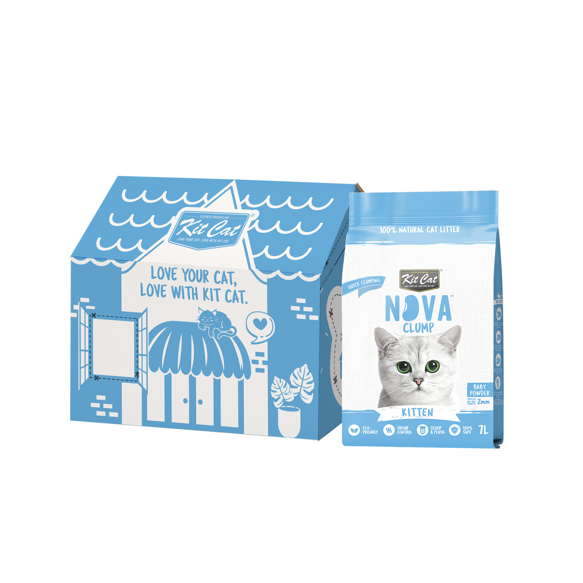 Kit Cat Arena Eco Nova - Kitten Baby Powder 7 L Arena para gatos