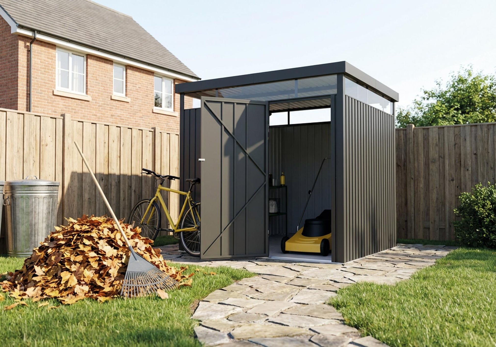 Wasabi – Caseta Jardín Exterior Metal 5,23m2 Ice – Grosor 0,40mm Robusto – Lámpara Incluida - Cierre Con Llave_1