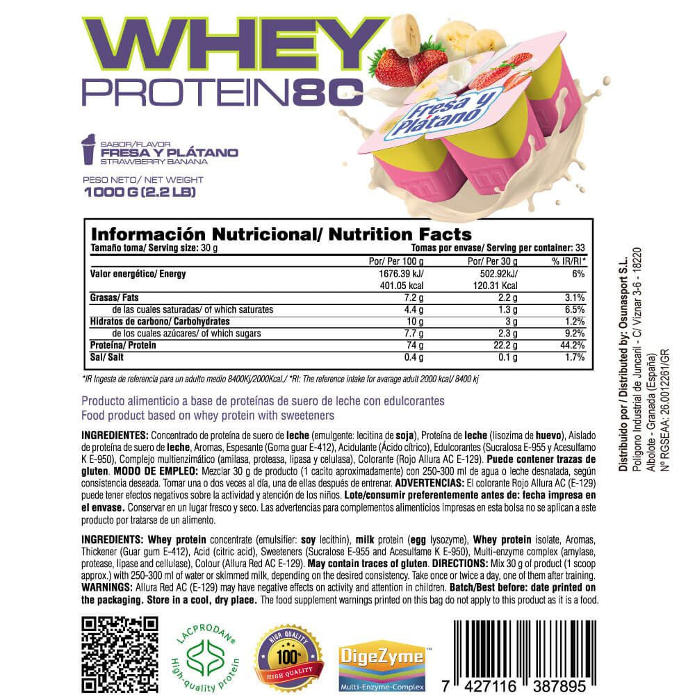 Whey Protein80 - 1kg - Fresa Banana - Aumenta La Masa Muscular - Masmusculo_5