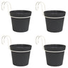 4 Macetas Cilíndricas Ø 14 Cm Con Ganchos, En Polipropileno Antracita