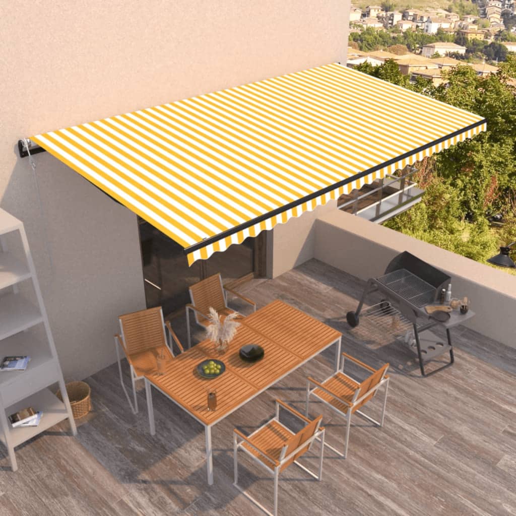 Toldo Retráctil Automático Amarillo Y Blanco 600x350 Cm_1