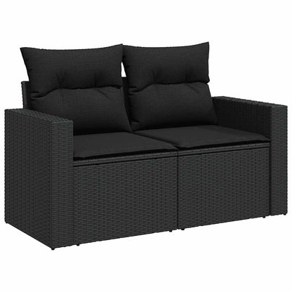 Set Sofás Jardín Y Cojines 9 Pzas Ratán Sintético Acacia Negro / Vetonek_3