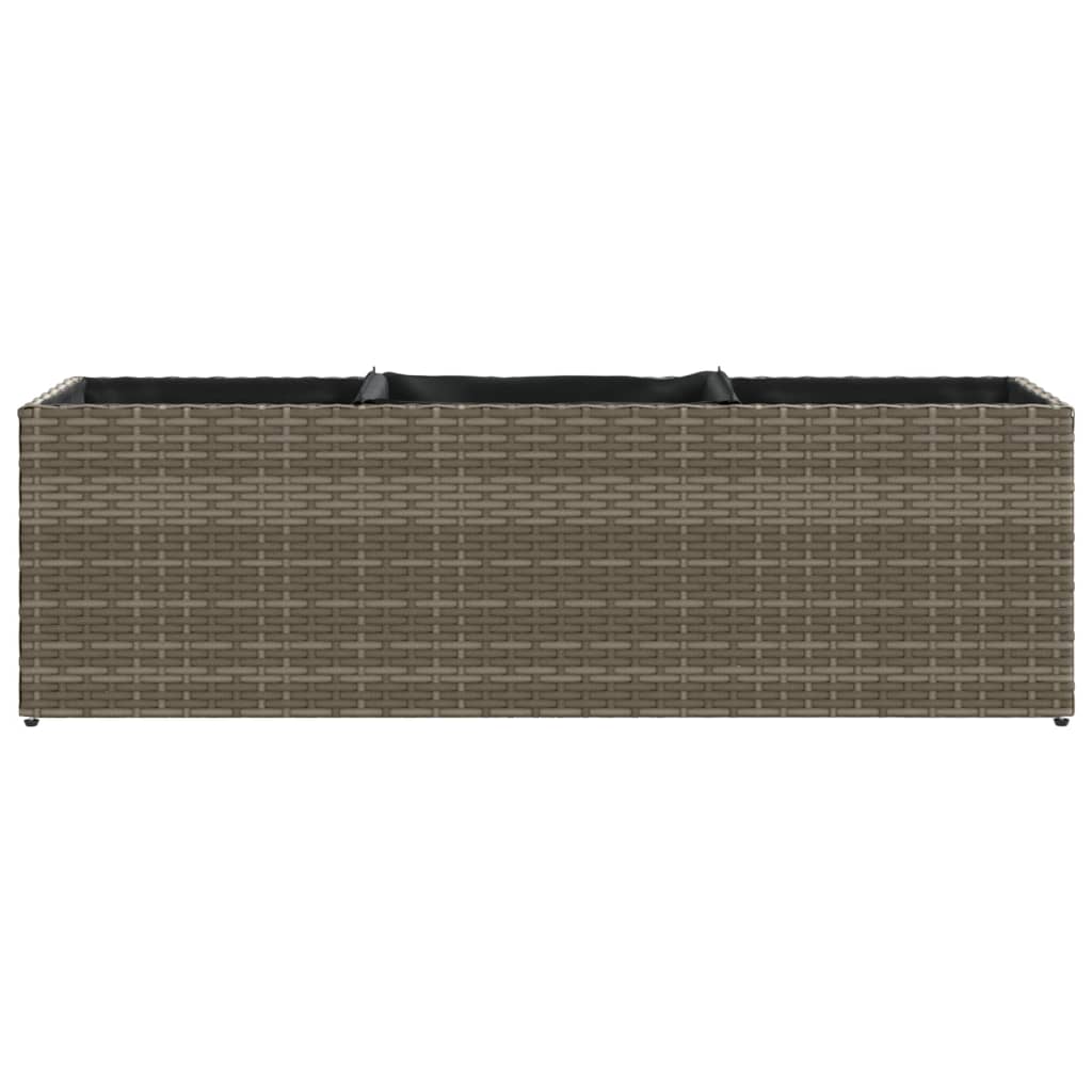 Jardineras Con 3 Maceteros 2 Uds Ratán Pe Gris 105x30x32 Cm_5