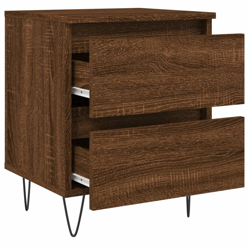 Mesitas Noche 2 Uds Madera Ingeniería Marrón Roble 40x35x50 Cm_4