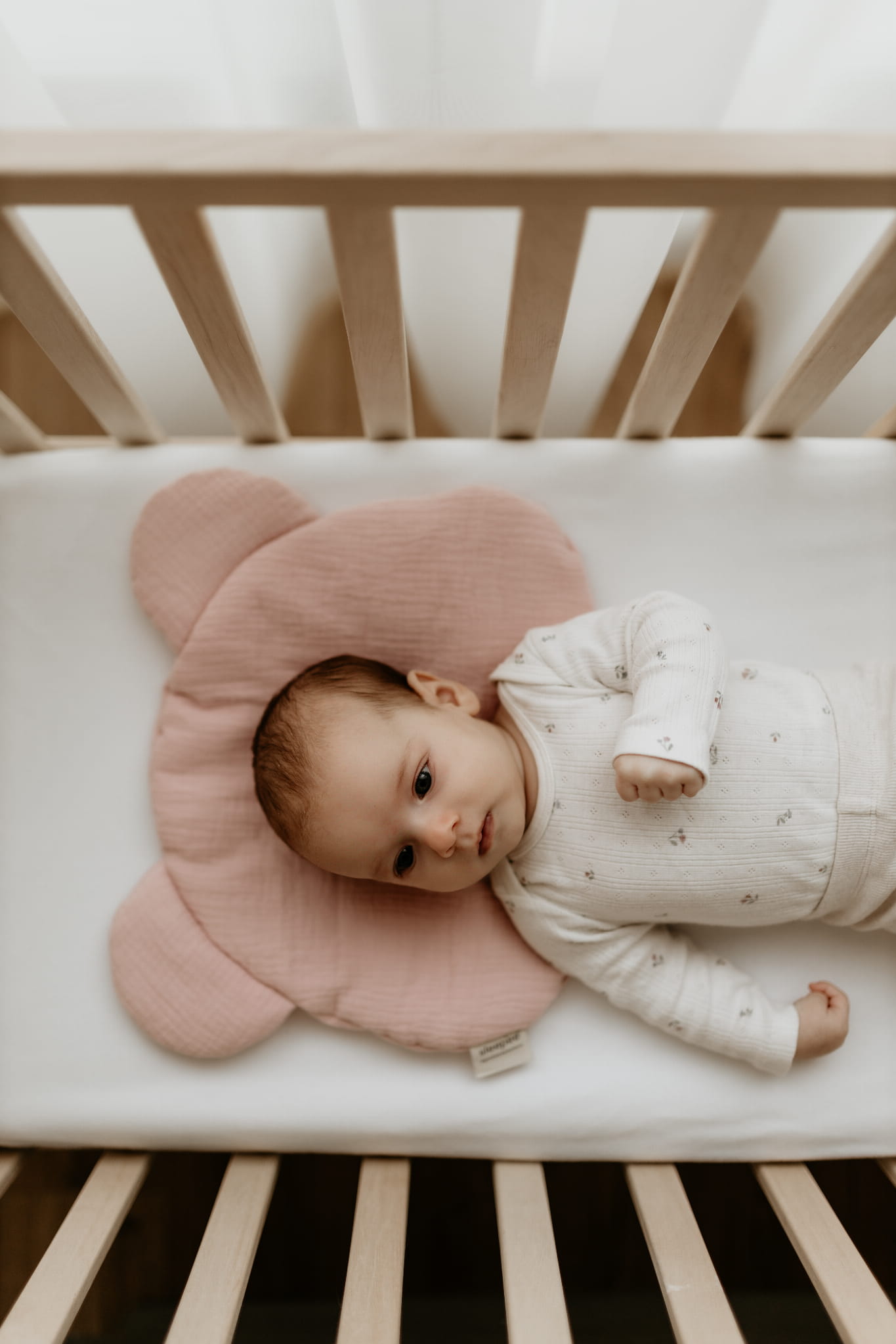 Almohada Plana Osito Para Bebe Muselina Rose