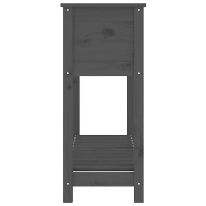Jardinera Con Estante Madera Maciza Pino Gris 111,5x34,5x81 Cm_5