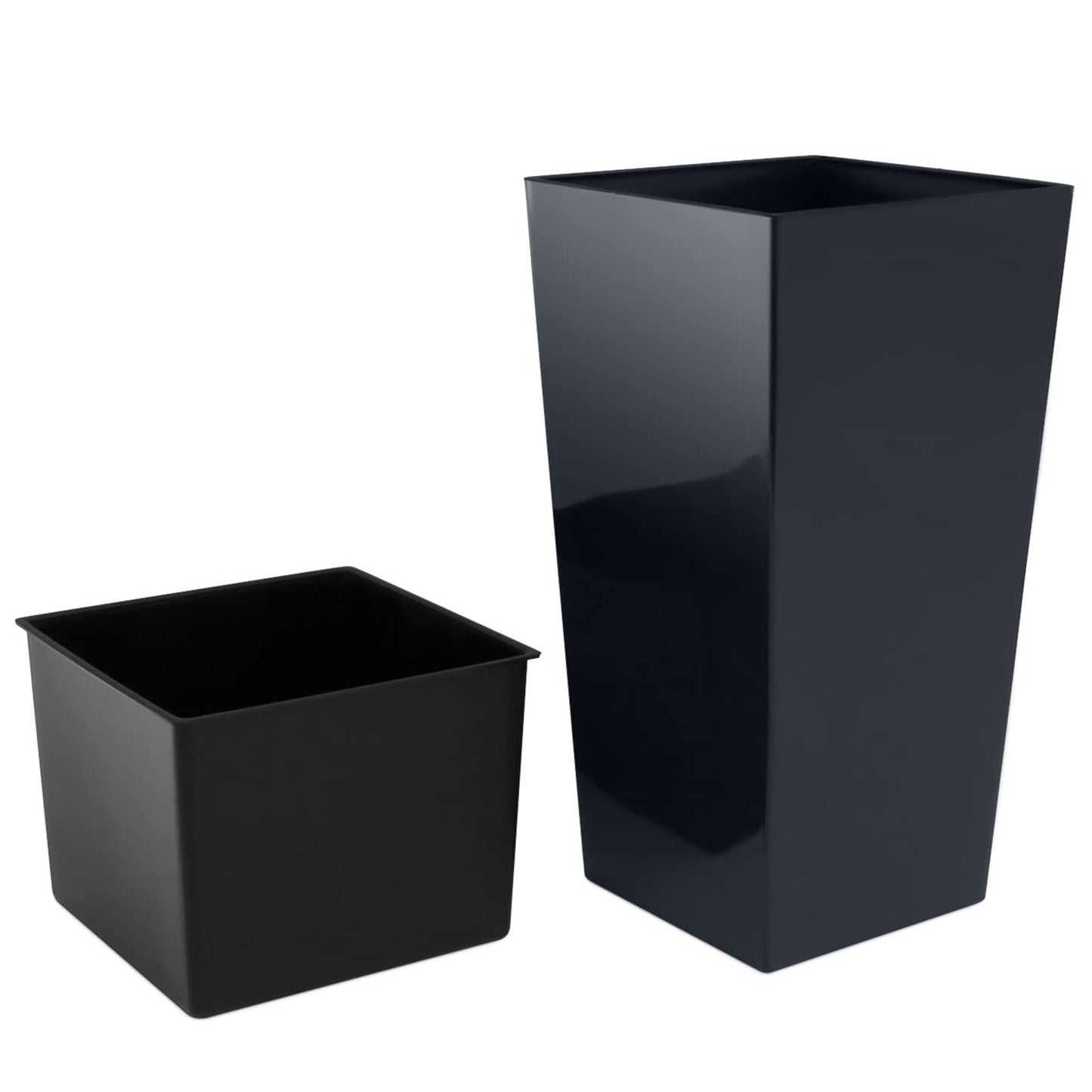 Macetero Zanvic Urbi 26,6 Litros De Plástico Fower Pot Con Interior Liner 27 X 27 X 50 Cm Antracita_4