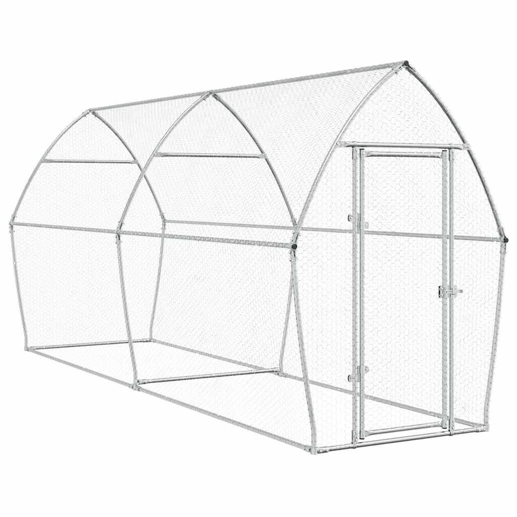 Vidaxl Jaula Para Gallinas Acero Galvanizado Plateado 400x105x182 Cm_0