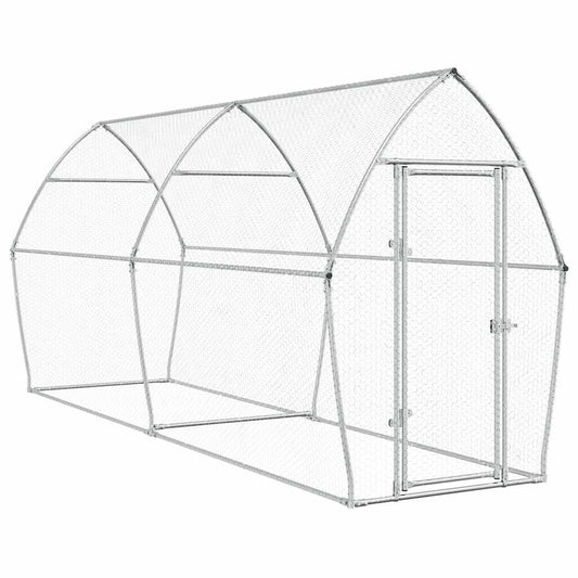 Vidaxl Jaula Para Gallinas Acero Galvanizado Plateado 400x105x182 Cm_0
