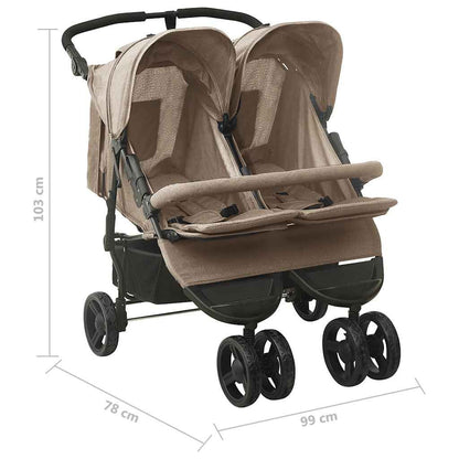 Vidaxl Carrito Para Gemelos De Acero Gris Taupe_2