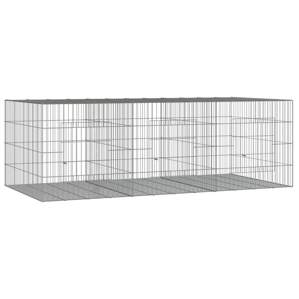 Vidaxl Jaula Para Conejos 3 Paneles Hierro Galvanizado 163x79x54 Cm_0