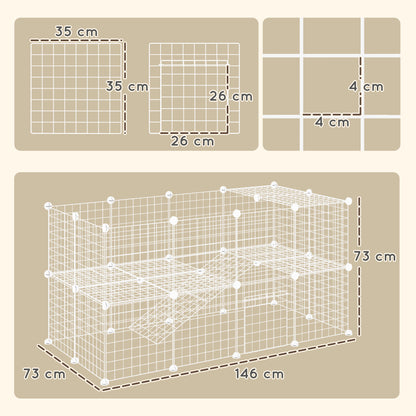 Pawhut Jaula Para Animales Pequeños Forma Personalizable 146x73x73 Cm Blanco_2