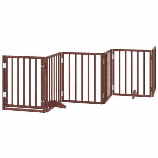 Vidaxl Puerta De Perros Plegable 15 Paneles Madera Álamo Marrón 750 Cm_0