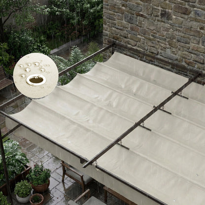 Outsunny Pérgola De Pared 3x3 M Con Techo Retráctil Upf30+ Blanco Crema_3