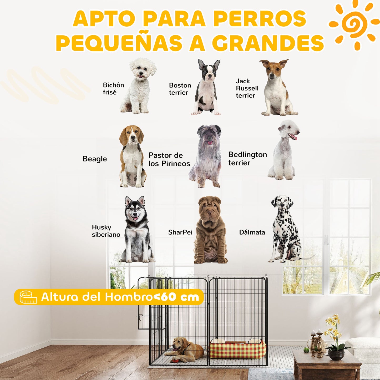 Pawhut Parque Para Mascotas De 8 Paneles 80x120 Cm Con Puerta Y Doble Pestillo_5