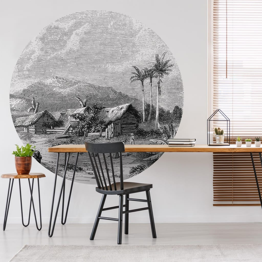 Wallart Círculo De Papel Pintado Landscape Of Guadeloupe 142,5 Cm_1