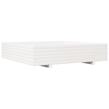 Jardinera De Madera Maciza De Pino Blanca 110x110x26,5 Cm_0