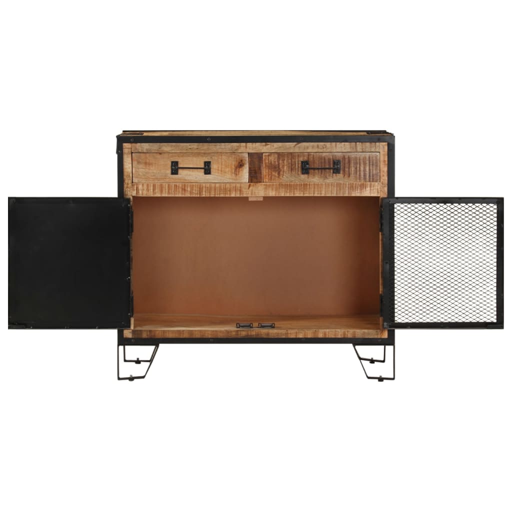 Aparador De Madera Maciza De Mango En Bruto 80x31x71 Cm_2