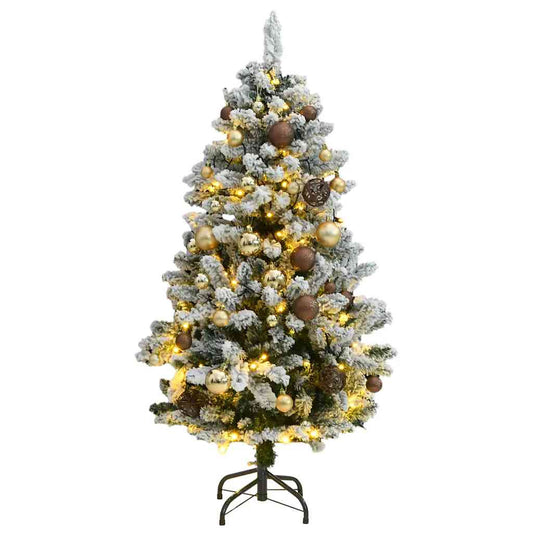 Vidaxl Árbol Navidad Artificial Con Bisagras 150 Led Y Bolas 120 Cm_0