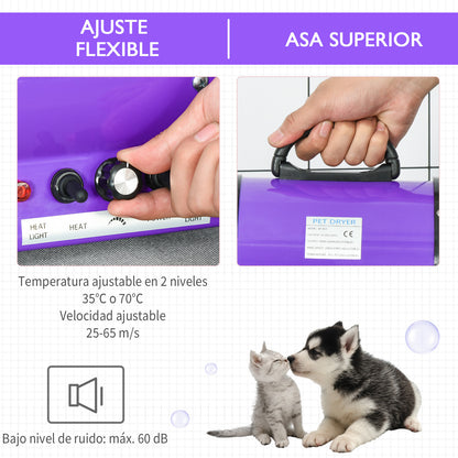 Pawhut Secador De Pelo Perros 2800w Temperatura Velocidad Del Viento Ajustable_3