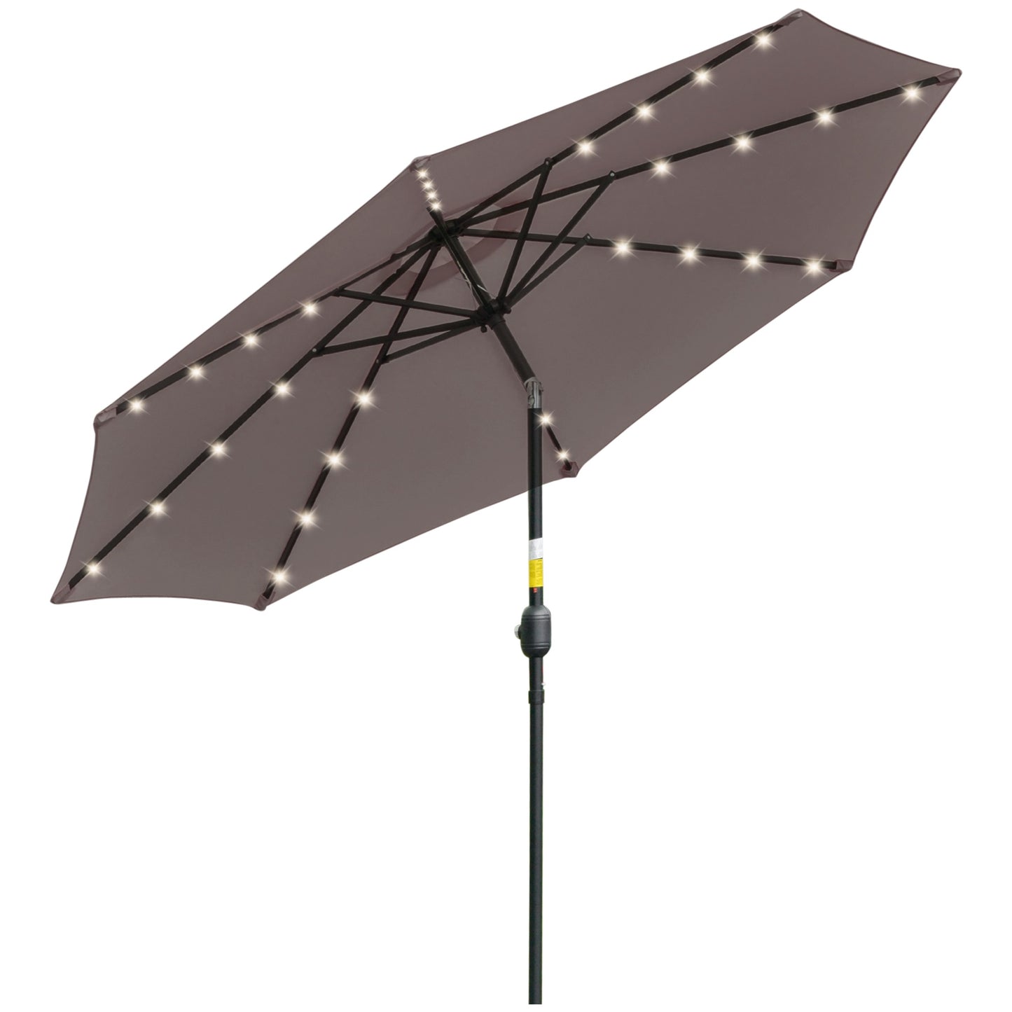 Outsunny Sombrilla Jardín Con 32 Luces Led Solares Inclinable Ø265x233 Cm Gris_0
